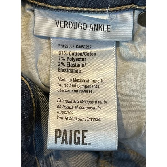 Paige Womens Jeans Verdugo Ankle Stretch Low Rise Distressed Blue Size 26 - Picture 9 of 10